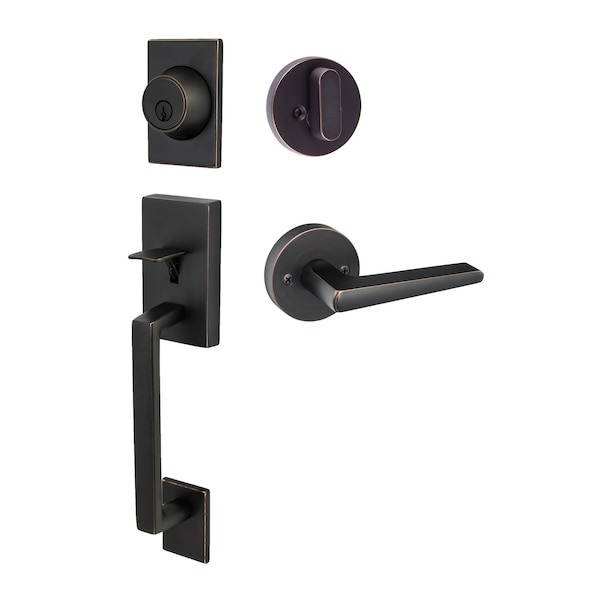 Sure-Loc Hardware Sure-Loc Hardware Koln Handleset with Round Thumb Turn, Basel Round Handleset Trim, Vintage Bronze KN507-R-BS-RD 11P - main